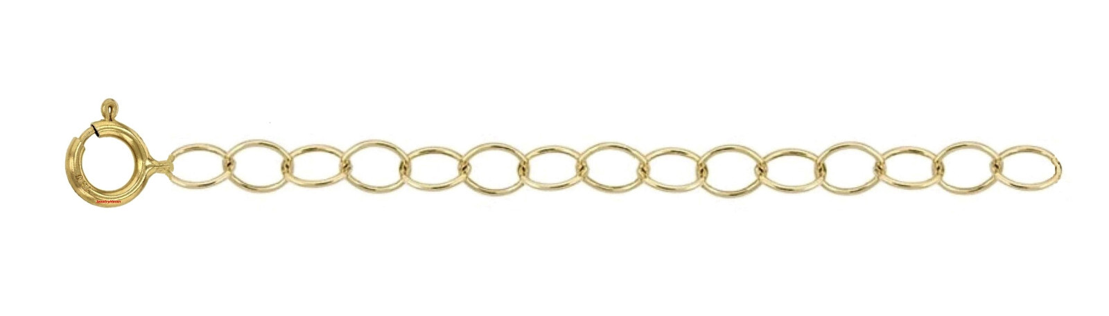 14k 3.25mm Medium Cable Yellow Gold 6mm Spring Ring 2.25″ Chain Extender Safety