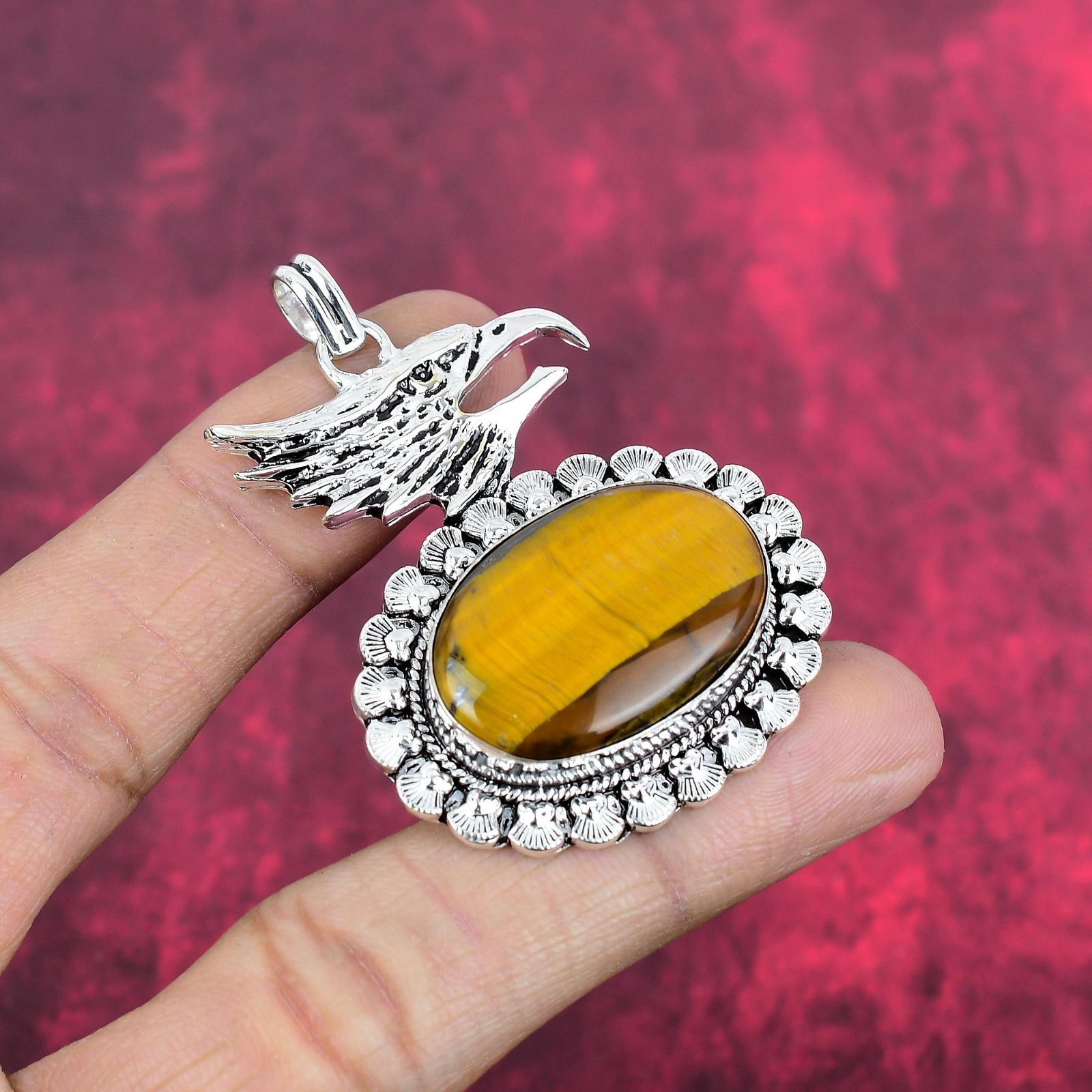 Tiger’s Eye Gemstone Handmade 925 Steling Silver Pendant Jewelry Gifts For Love