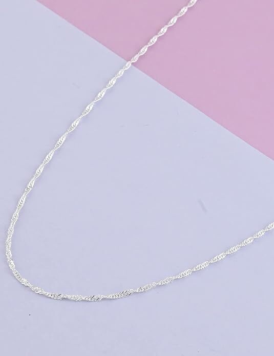 1MM 925 Sterling Silver Italian Diamond Cut Singapore Chain Necklace 16″-30″