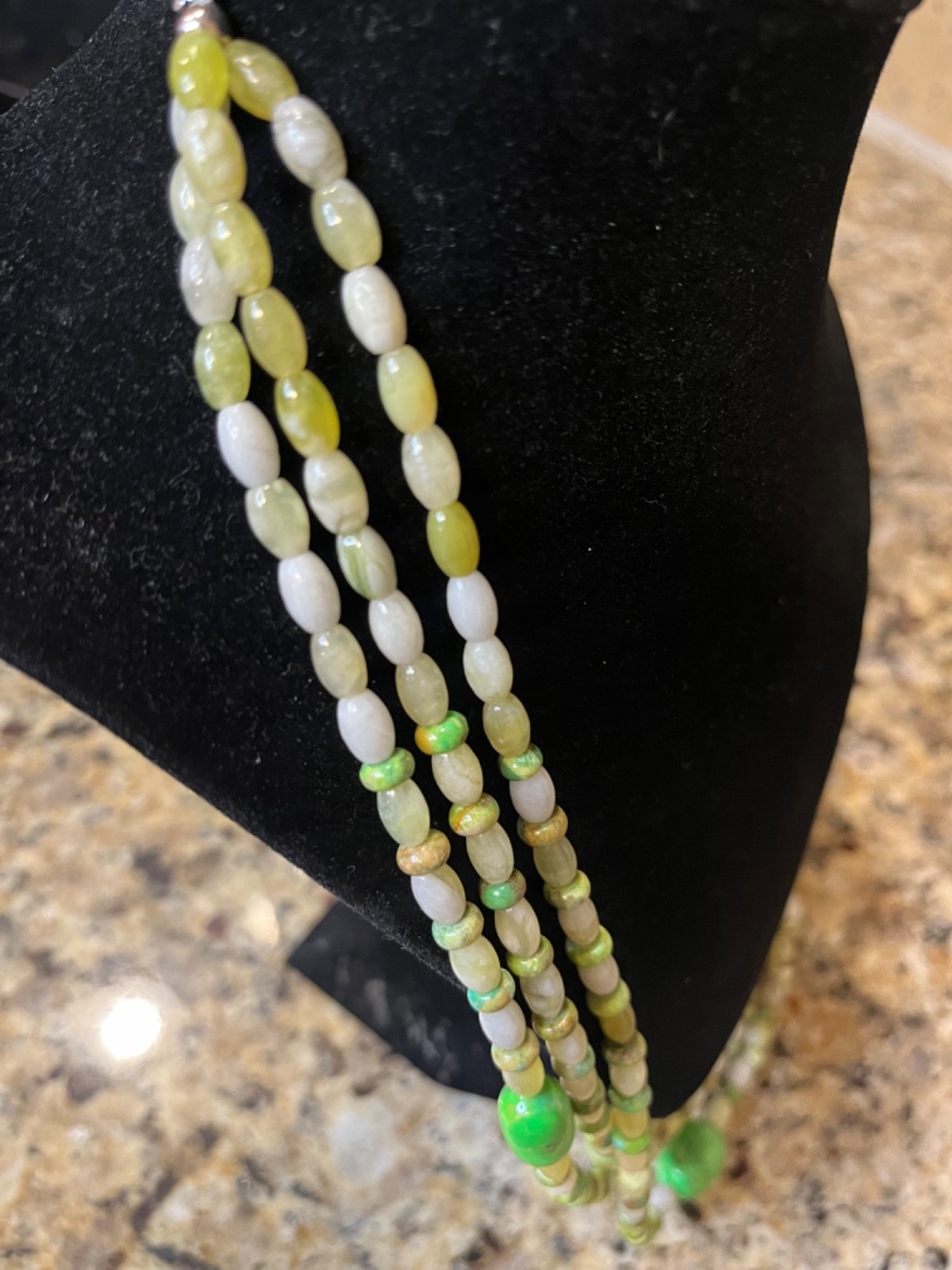 Jay King Mojave Turquoise and Serpentine Stones Necklace, vintage jewelry,