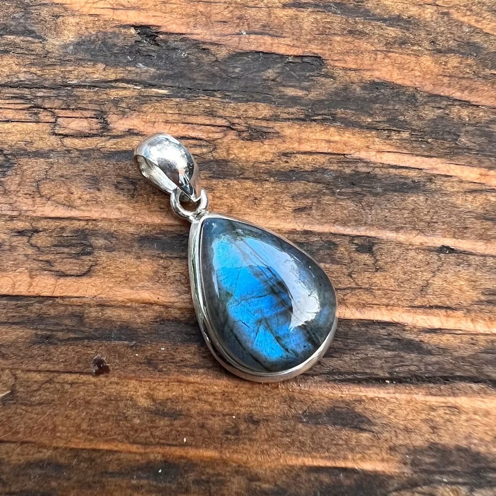 Genuine Pear Labradorite Pendants 925 Sterling silver Necklace Gift For Her