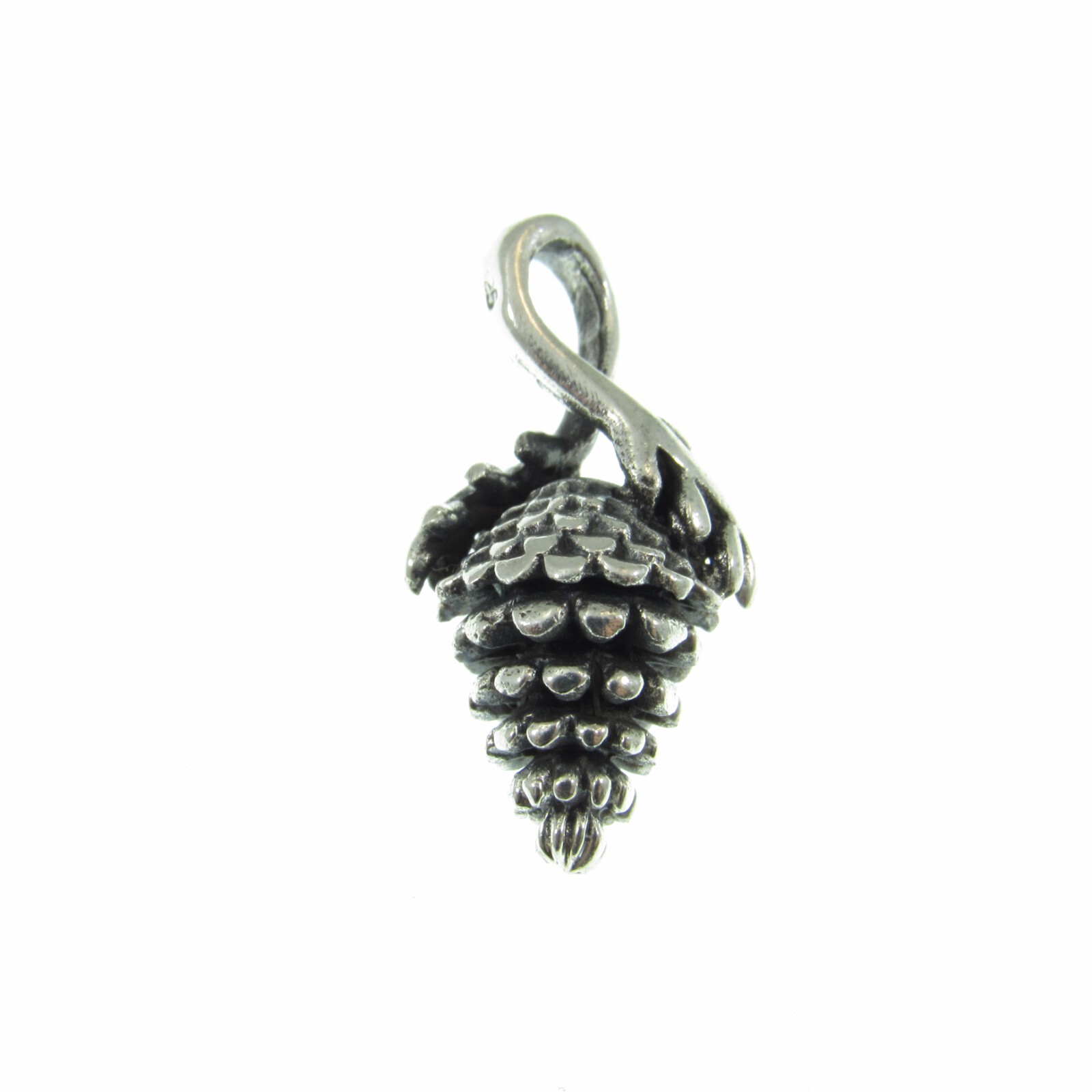 Small Solid 925 Sterling Silver 3D Pinecone Charm Pendant, Nature Forest Jewelry
