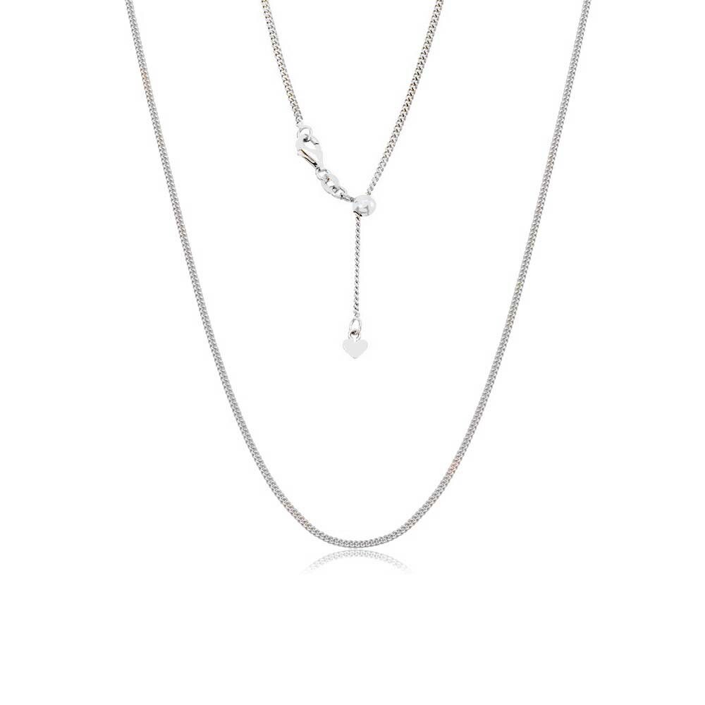 925 Sterling Silver 2MM Curb Adjustable Chain Necklace Up To 24″ – Made In Italy