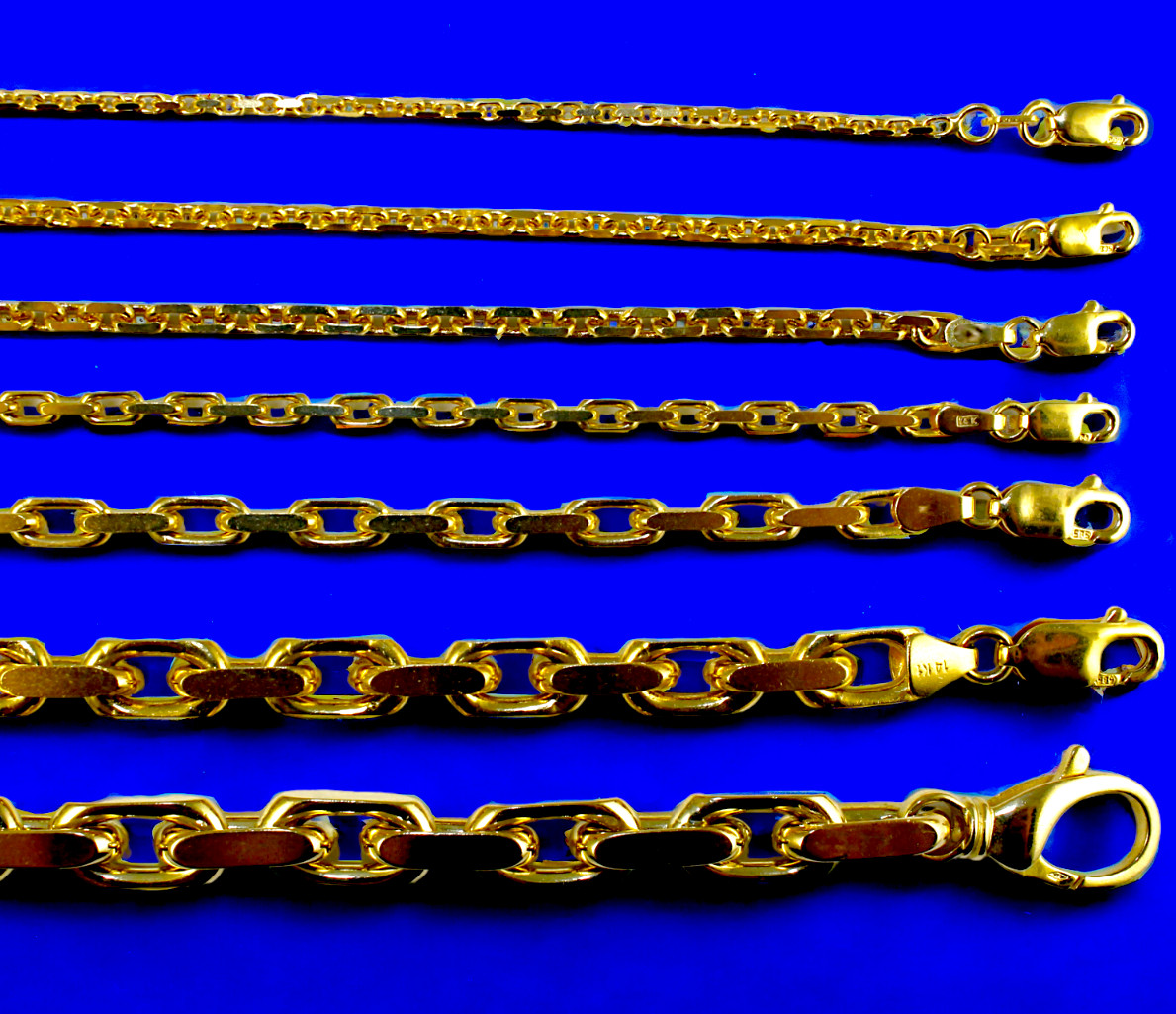 14K Yellow Gold SOLID Rolo Cable Link Chain Necklace Real 1.5mm-7.5mm 16″-30″