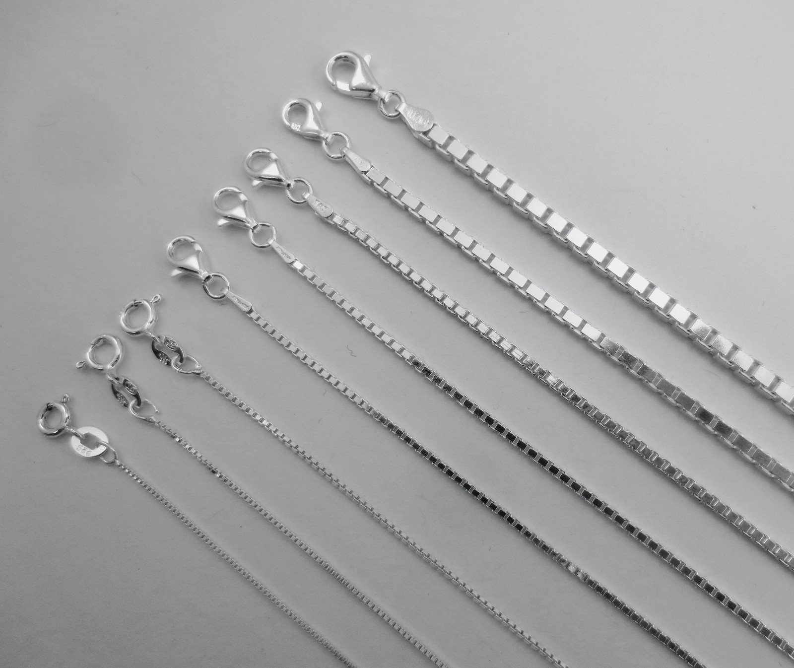 Box chain. Sterling Silver Pure .925 Italian Necklace 1mm,2mm,3mm. 14 to 30 inch