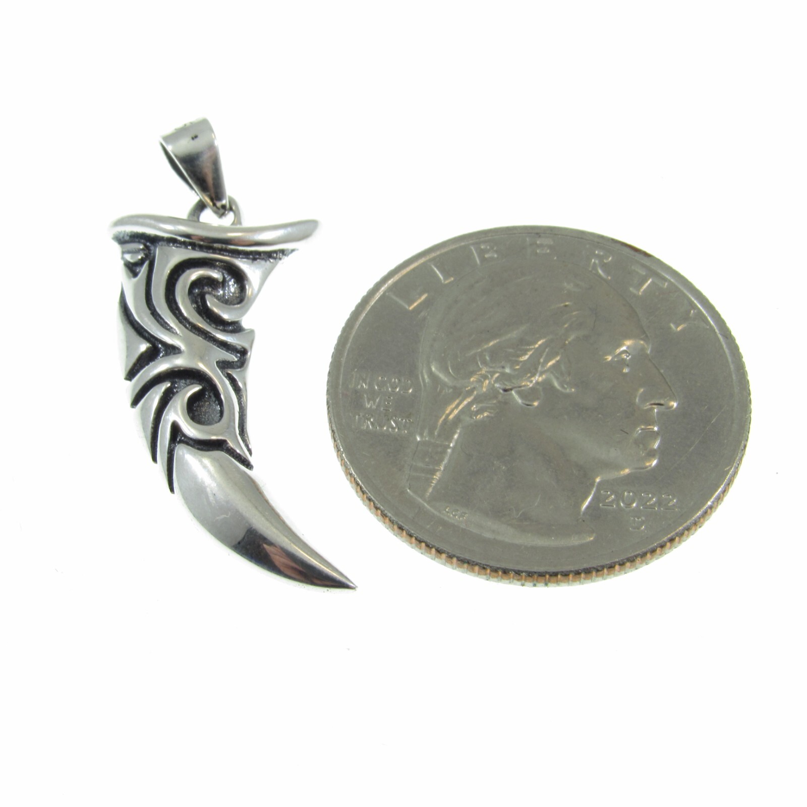 Solid 925 Sterling Silver Tribal Tooth Sabertooth Pendant – Wolf Fang Charm