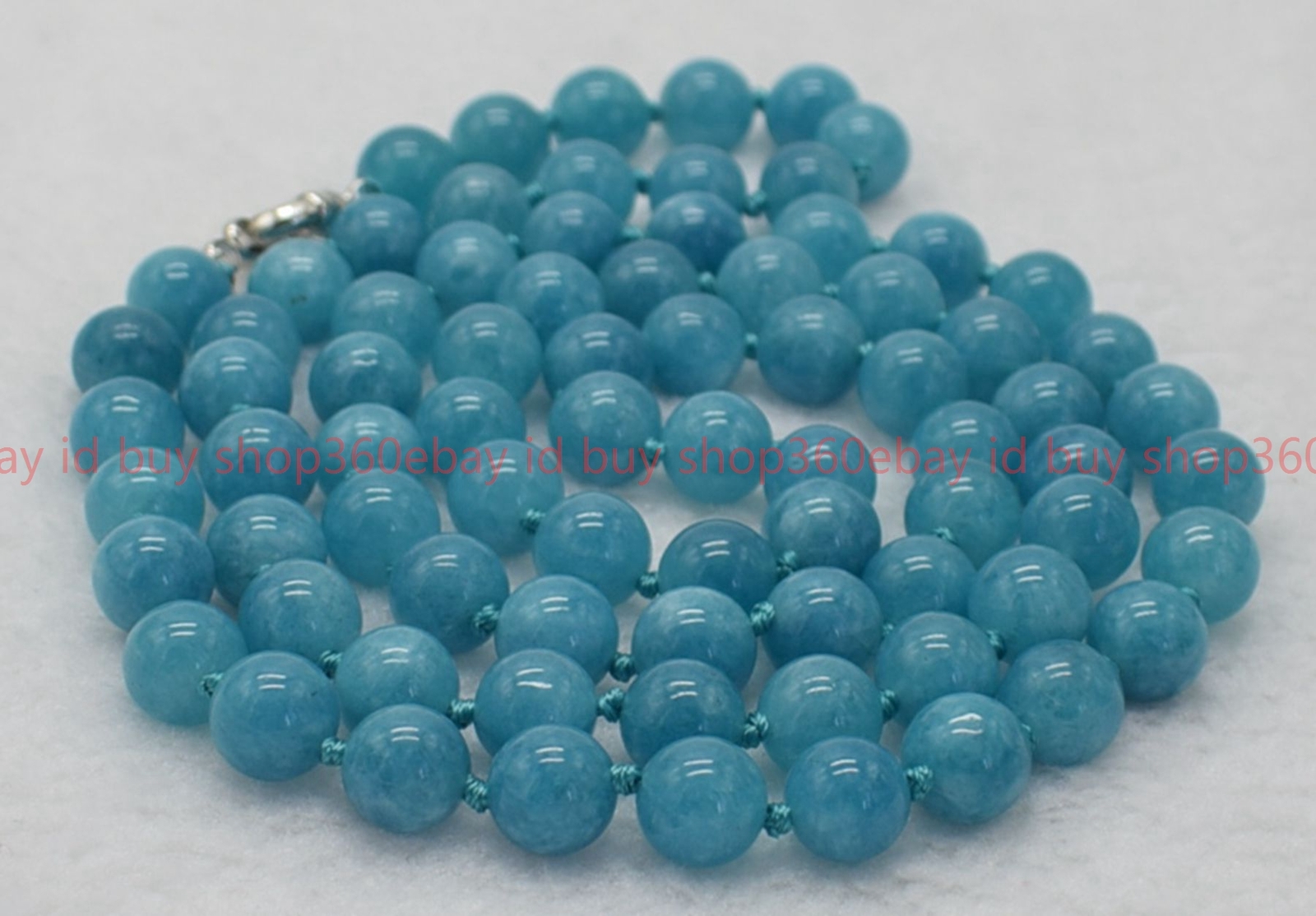 Natural Pretty 8/10/12mm Blue Aquamarine Round Gemstone Beaded Necklace 28-36in