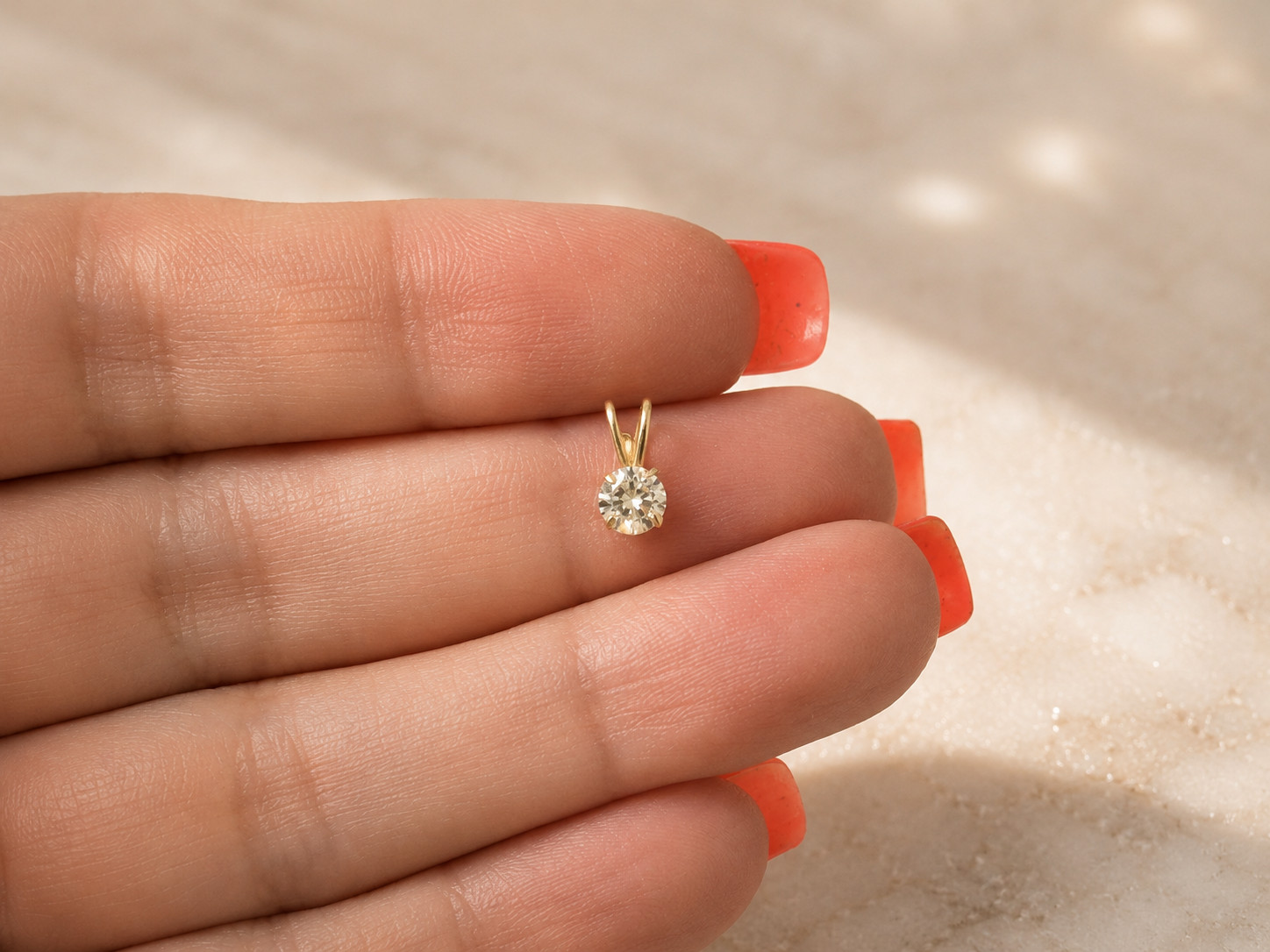 14K Solid Yellow Gold Round Lab Grown Diamond Pendant for Necklace 0.25ctw