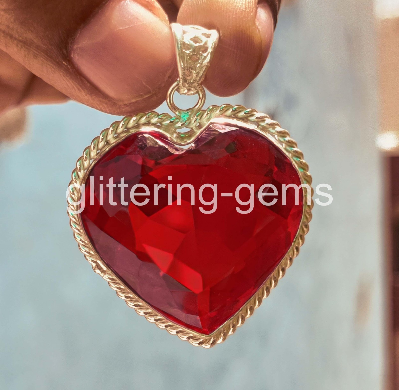 115.90 Ct Natural Red Ruby Pendant Heart Pendant 925 Silver IGL Loose Gems 6YHU