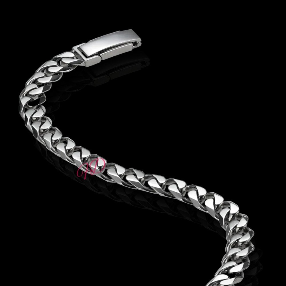 Width 6 MM 950 Platinum Mens Miami Cuban Chain Necklace Length 24 Inches
