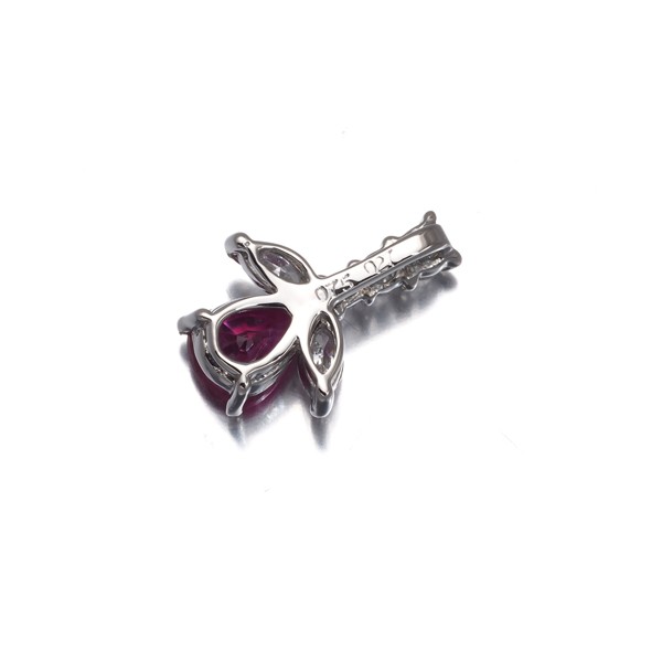 Ruby 0.75ct Diamond 0.27ct Pear-shaped Flower Leaf Pendant 900 Platinum