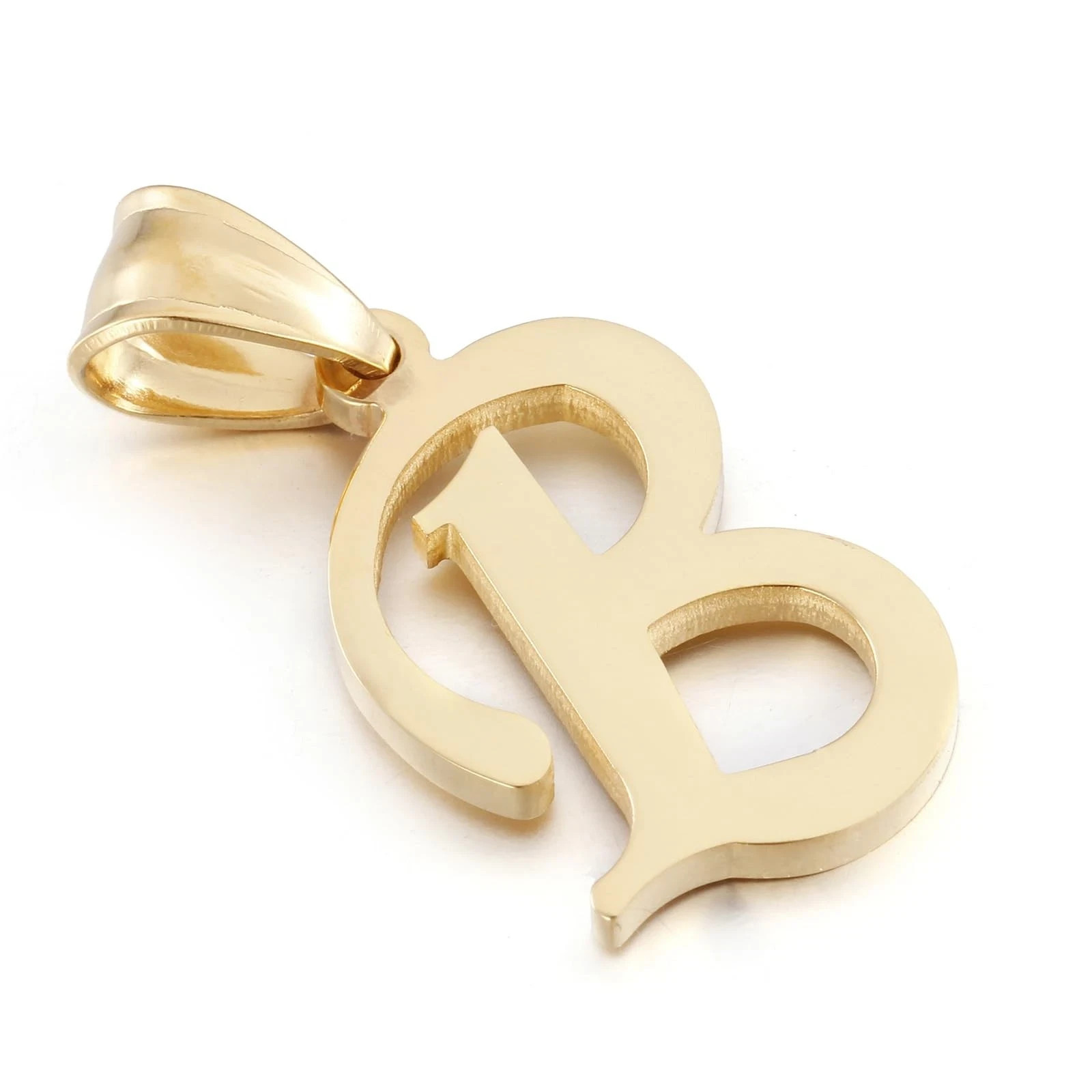 Initial Charms Gold Letter Pendant 14k Gold Charm Name for Women and Men (B)