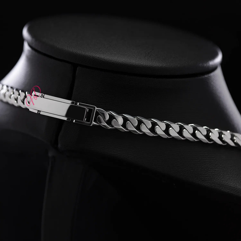 Width 6 MM 950 Platinum Mens Miami Cuban Chain Necklace Length 24 Inches