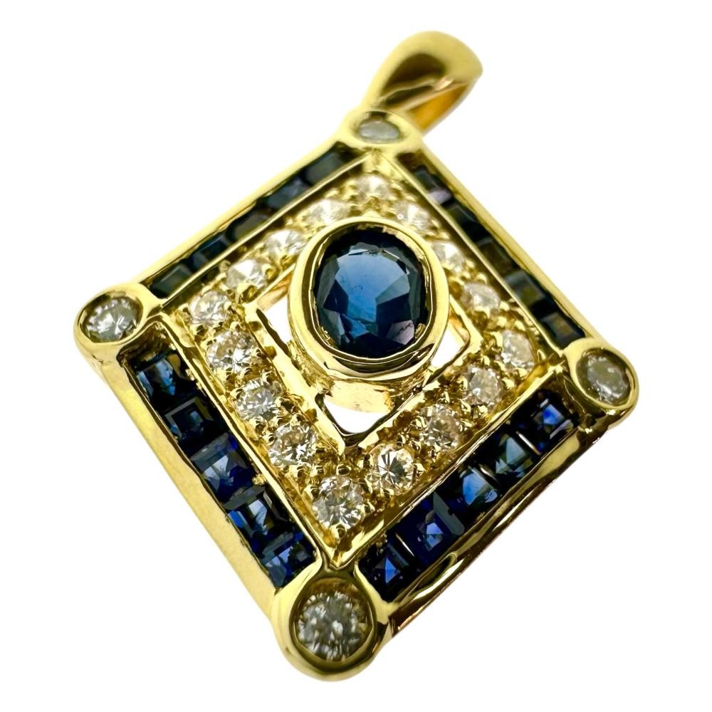 sapphire 0.97ct total diamond 0.24ct in total Pendant top K18 Gold 3.0g Women