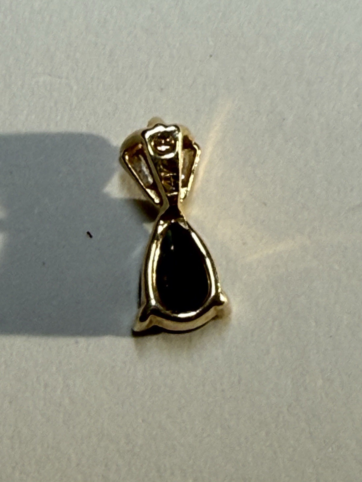 Solid 14K Yellow Gold Natural Sapphire Women’s Ladies Teardrop Pendant