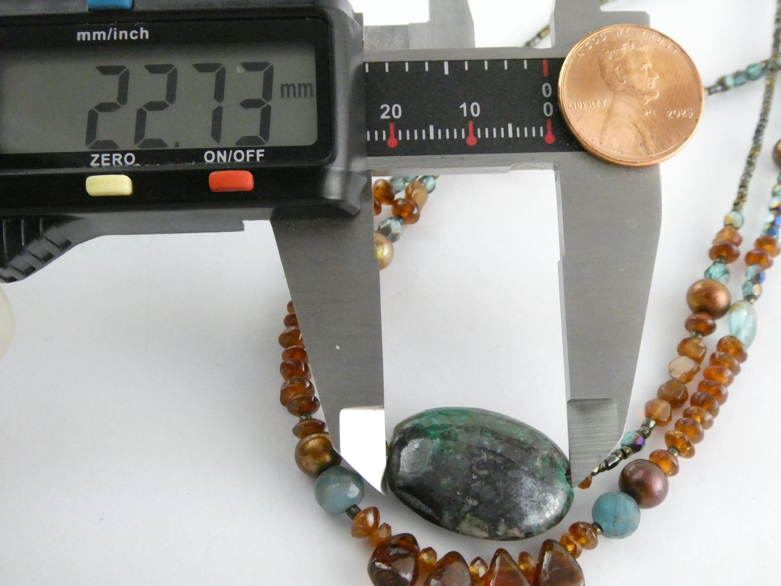 Sterling Silver Amber Chrysocolla Multi Gemstone Two Strand Necklace 17.5 In 19g