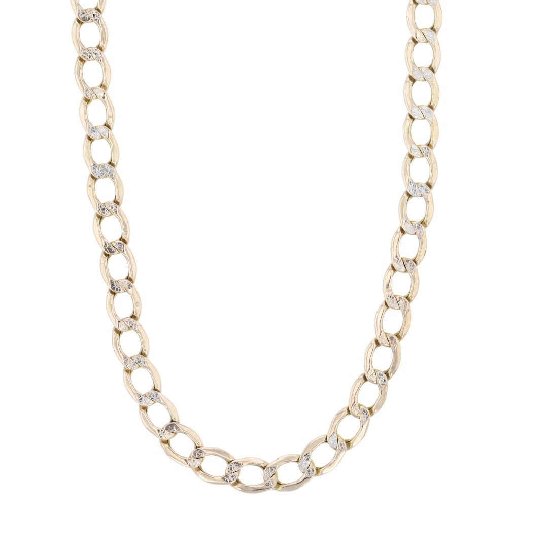 5.2mm Hollow Curb Link Chain 23.25″ Necklace 14k Multi-Tone Gold 9.66 Grams