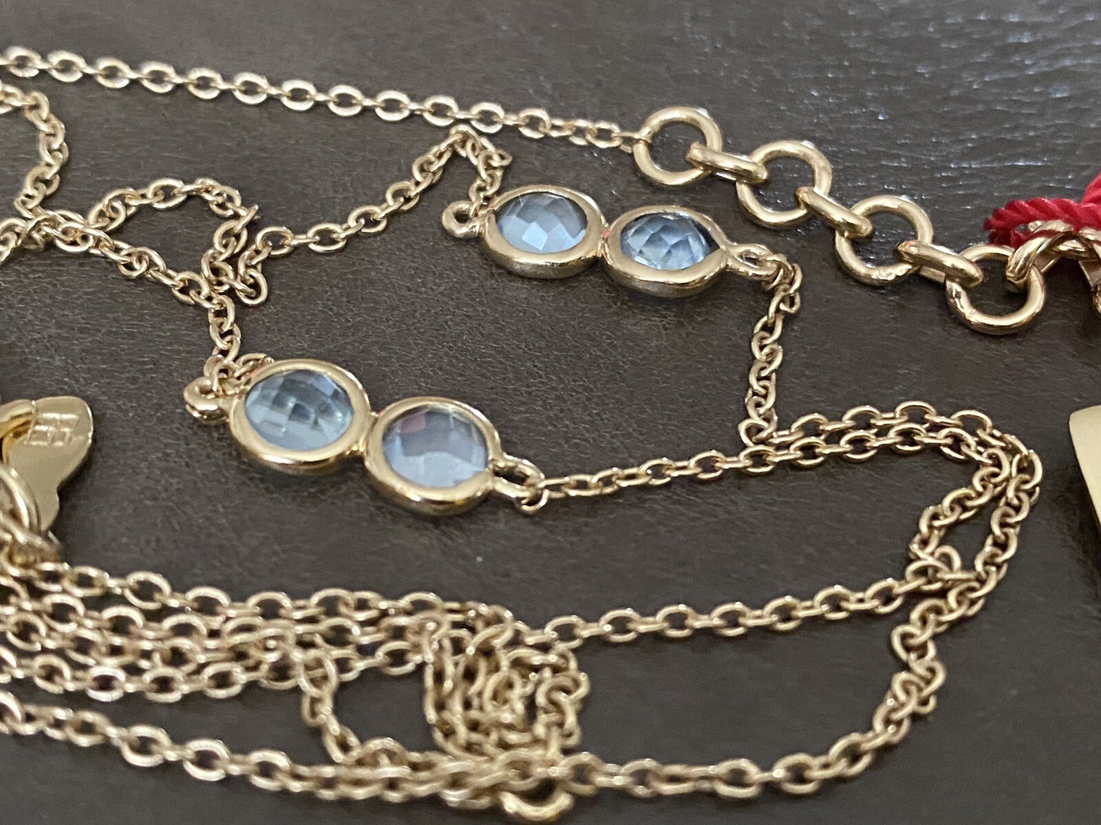 NWT SIGNED TRUE GOLD PLATED OVER STERLING BLUE SKY TOPAZ NECKLACE 16.5″-19.5″ In