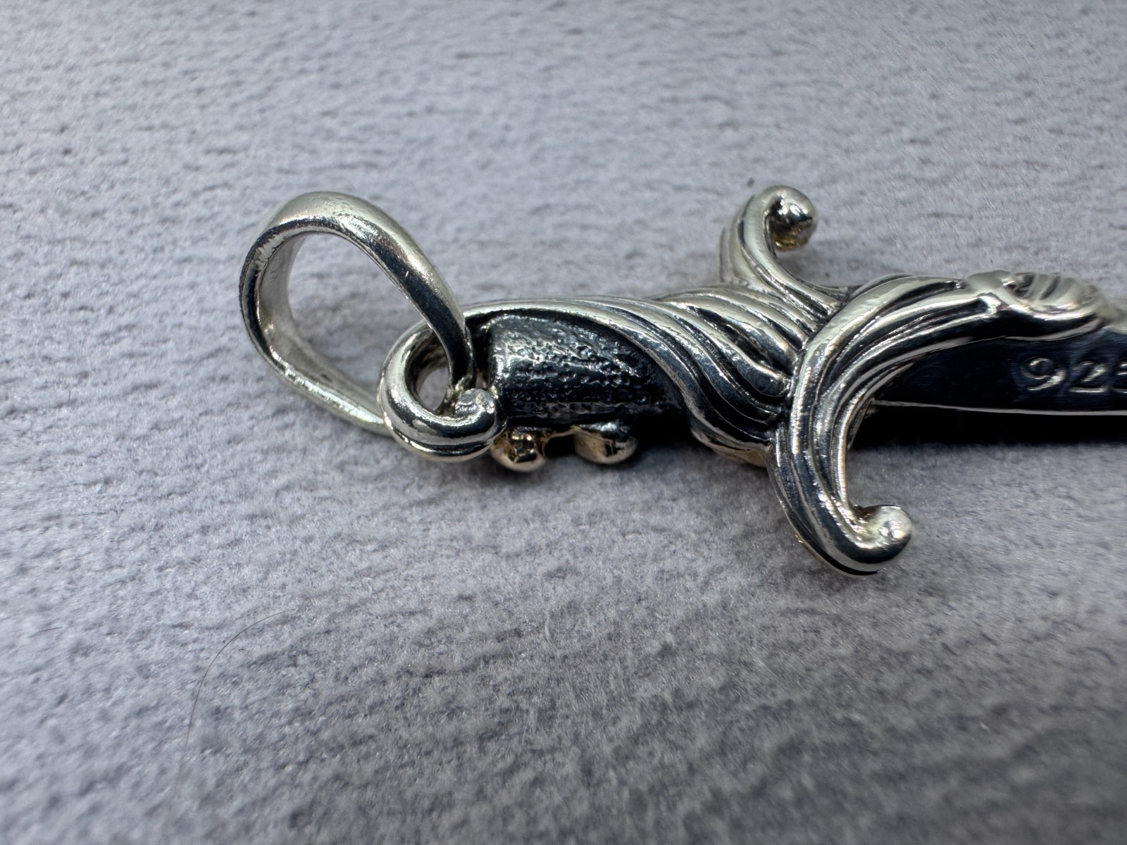 David Yurman Waves Dagger Amulet Pendant – Sterling w/ 18k Gold & Black Diamonds