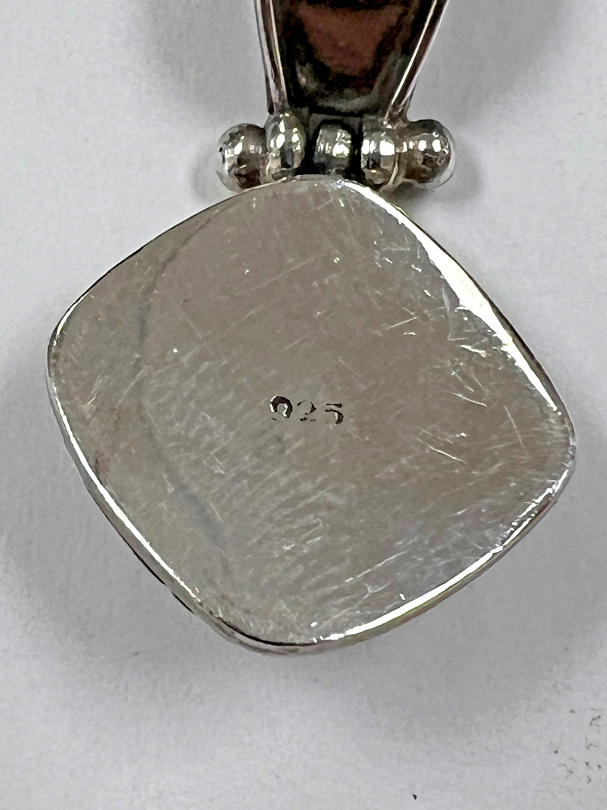 Unknown Designer Sterling Silver Drop Pendant with Light Blue Stone [085DuW]