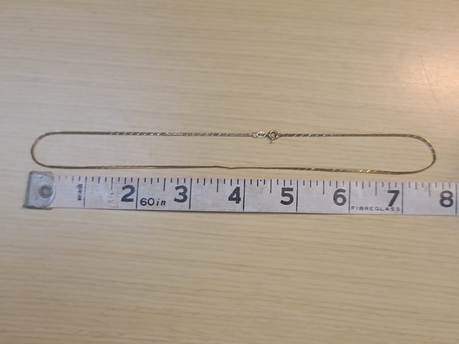 14k Solid Yellow Gold Herringbone Necklace 16″ x 1.4mm Italy Signed Kinks 1.82gr