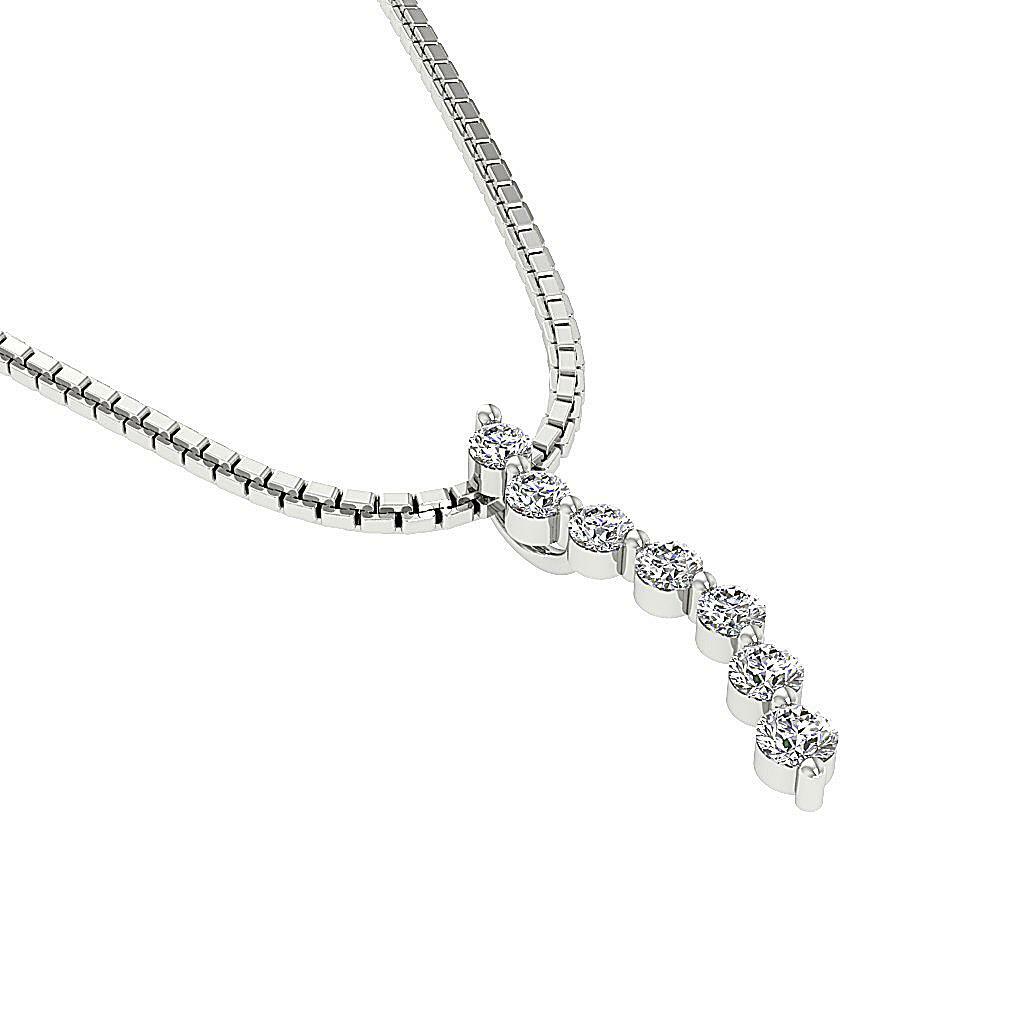 Journey Pendant Necklace I1 G 0.50Ct Genuine Diamond White Gold Prong Set 1 Inch