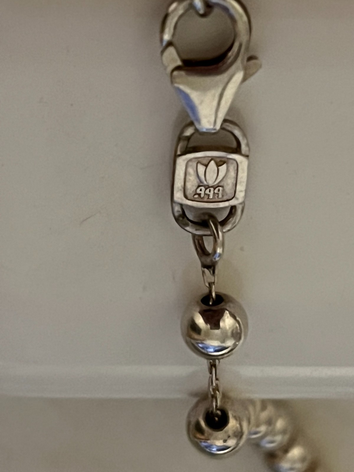 .999 Fine Silver 18″ Necklace~USA~Graduated 4mm-7mm approx.~16g~lobster clasp