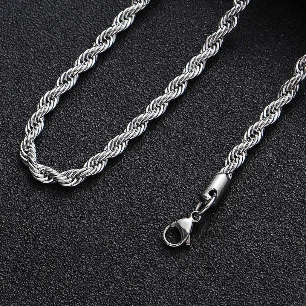 Italian Solid Sterling Silver Rope Link Chain Necklace Silver Chain UNISEX