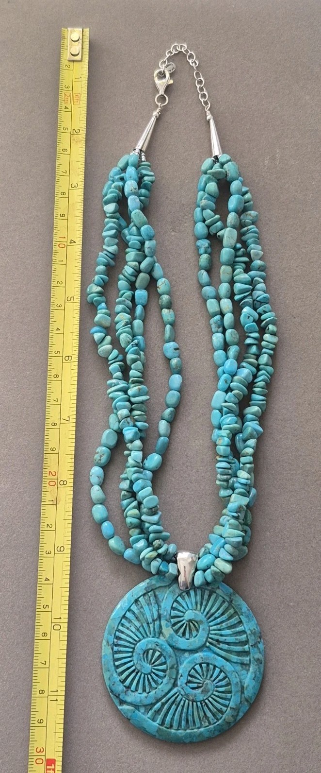 Sally C. Treasures SX multiple link Turquoise sterling silver statement necklace