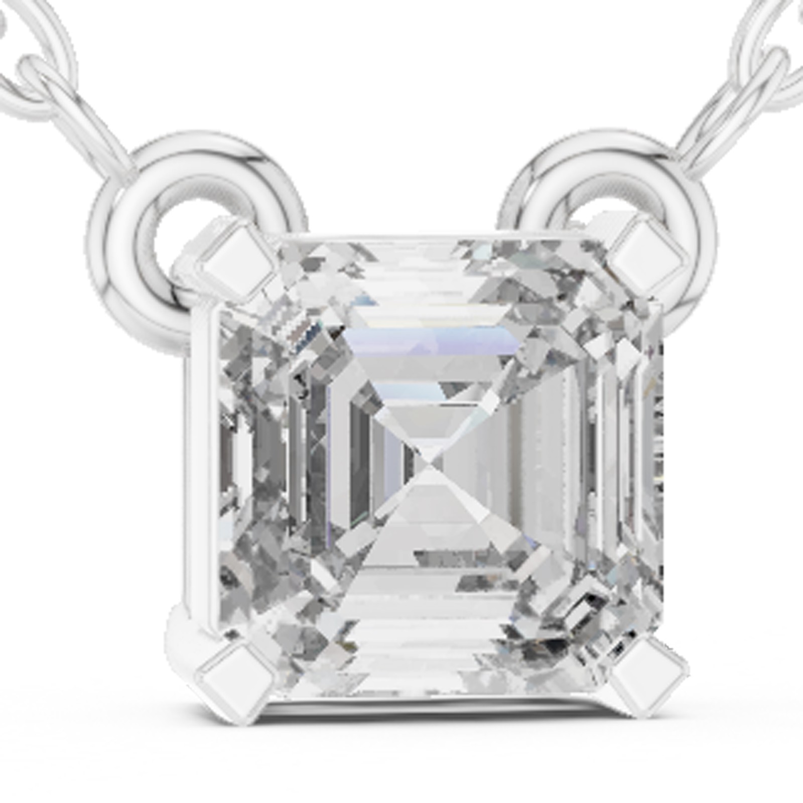 Asscher Certified Natural Diamond Anniversary Gift Pendant 14K Gold Over