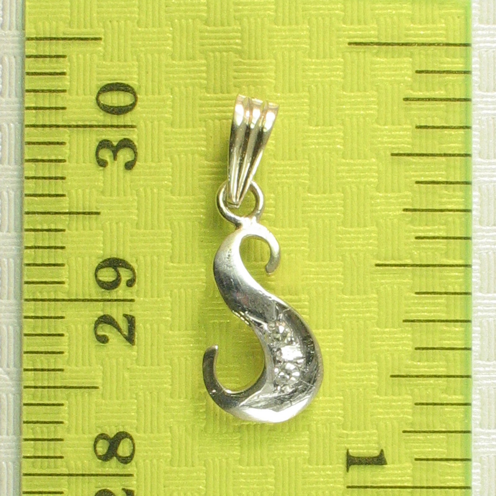 14k Yellow Gold Diamond Letter S Initial with Bail Pendant