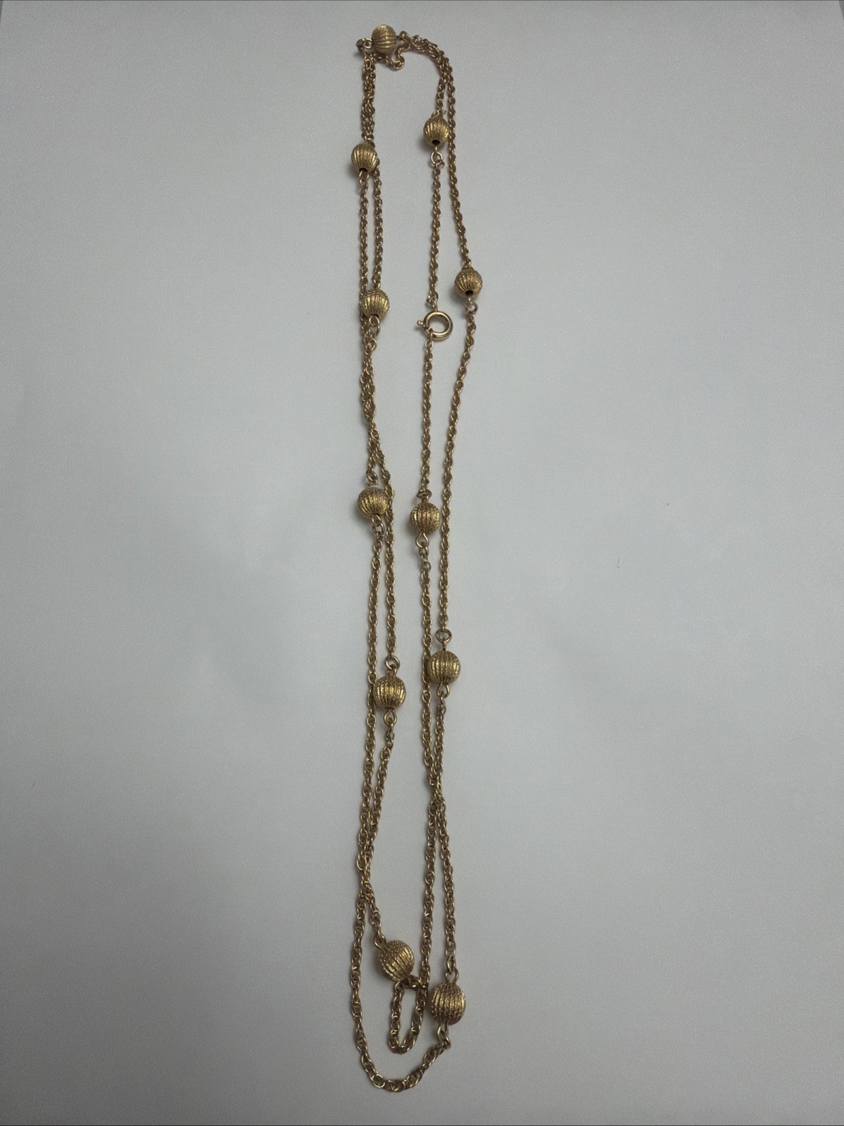 1/20 12k Gold-Filled Chain-Link Necklace w/ Round Ball Bead Accents 39” Long