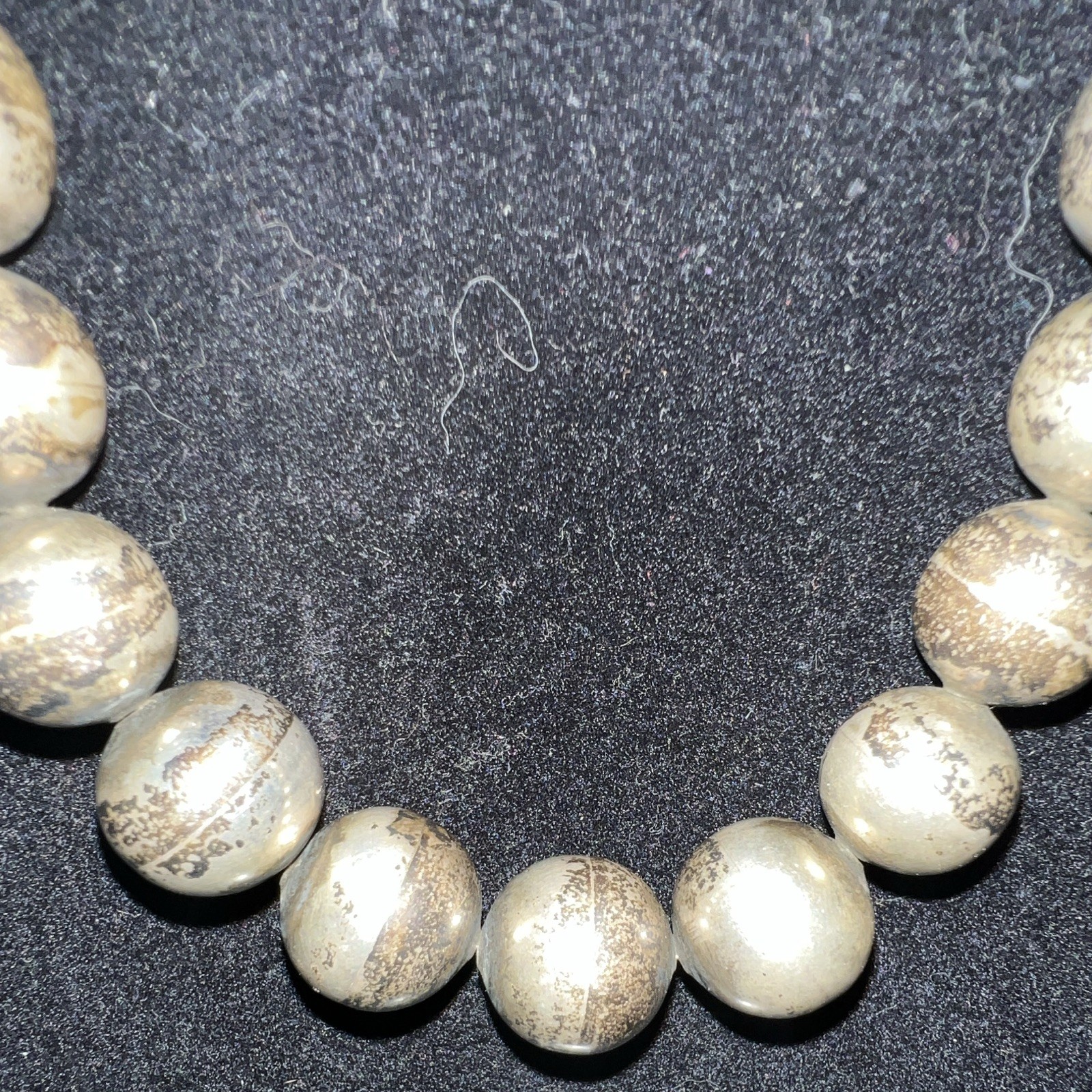 925 Sterling Silver Signed Necklace Mexico TH-31 Chain Box Clasp Navajo Pearl