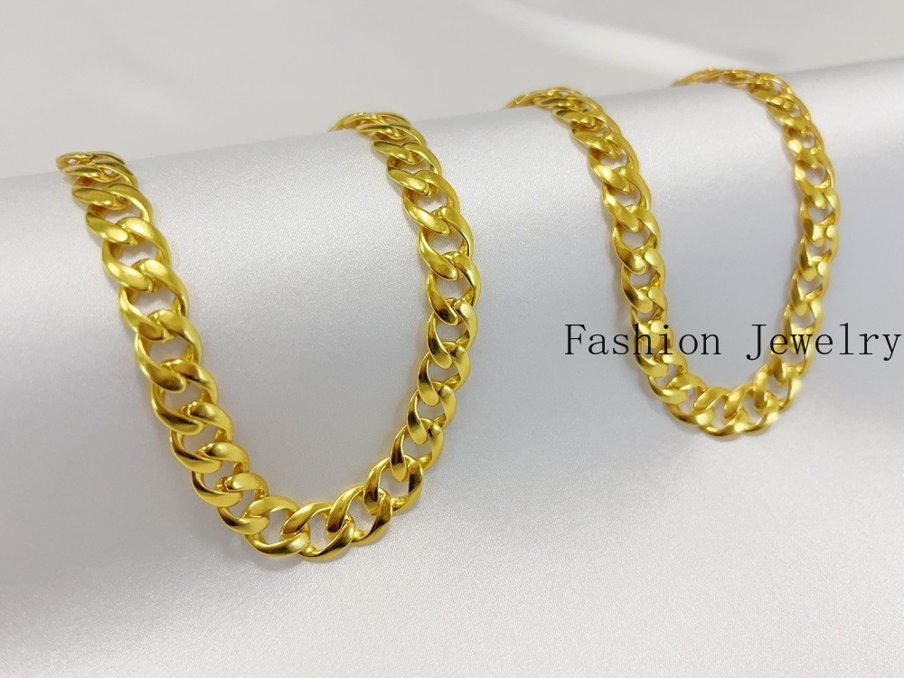 18K Solid Yellow Gold 10mm Curb Cuban Link Chain Necklace Bracelet 26″ Polished