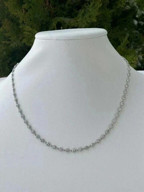 2.50 Ct Round Lab Created Diamond Tennis Necklace In 14k White Gold Plated