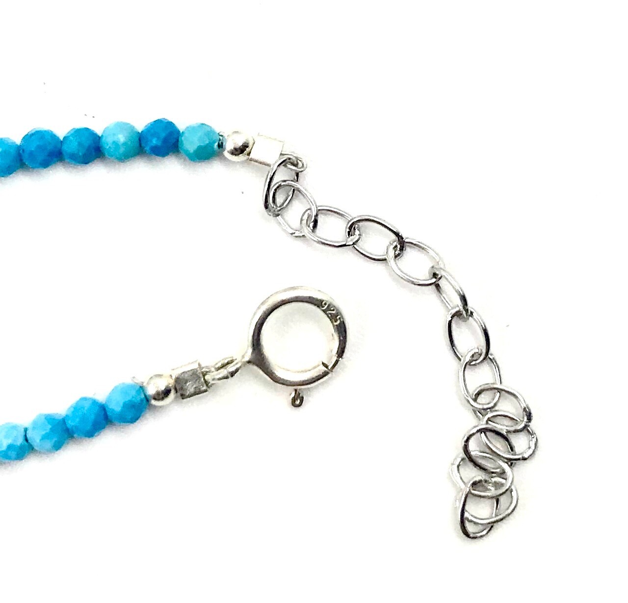 16″ Genuine Blue Turquoise 925 Silver Necklace Jewelry Women Handmade USA SELLER