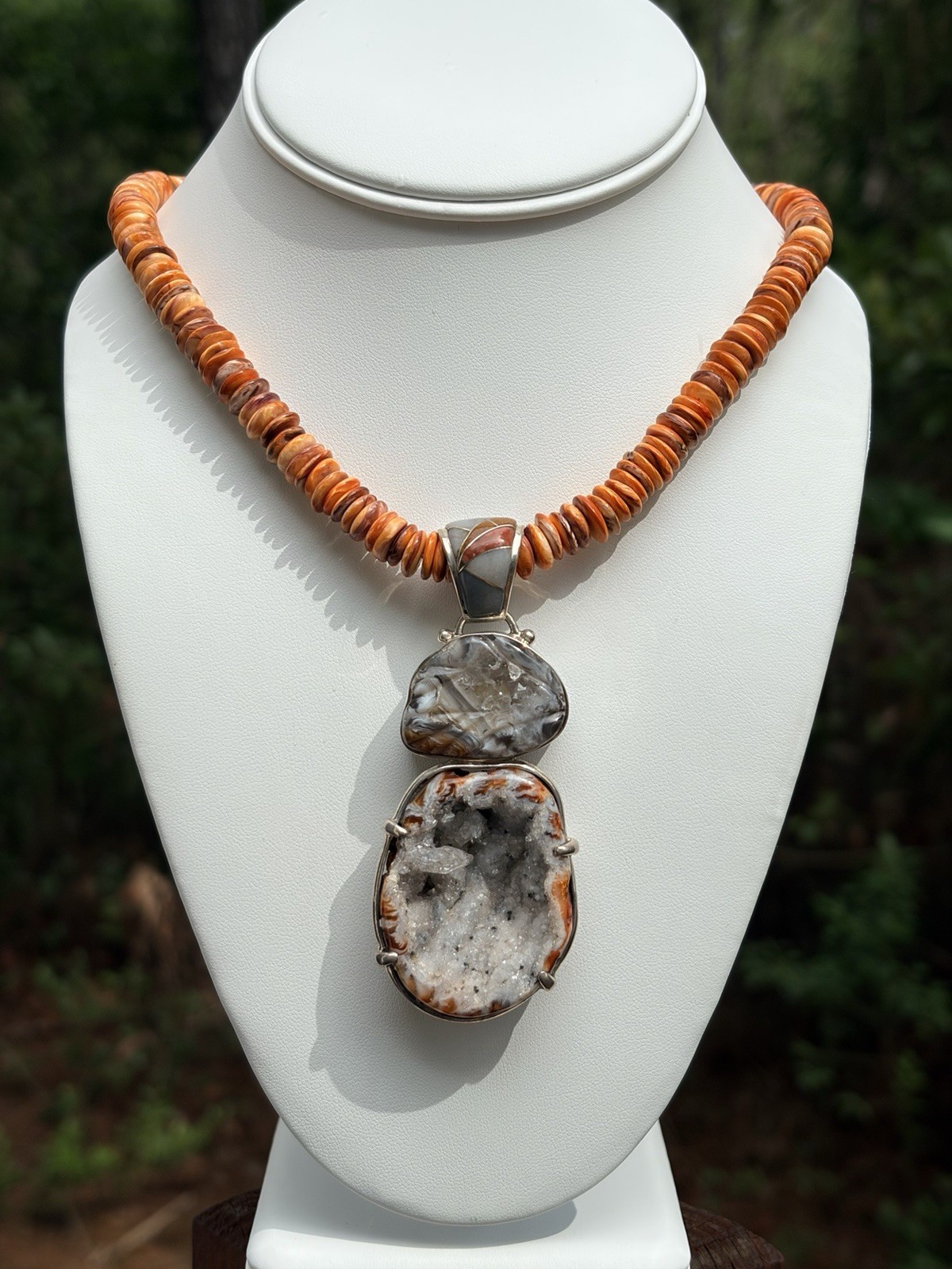 Ed Lohman Signed Pendant Multi expression Crazy Jasper 925 Spiny Oyster