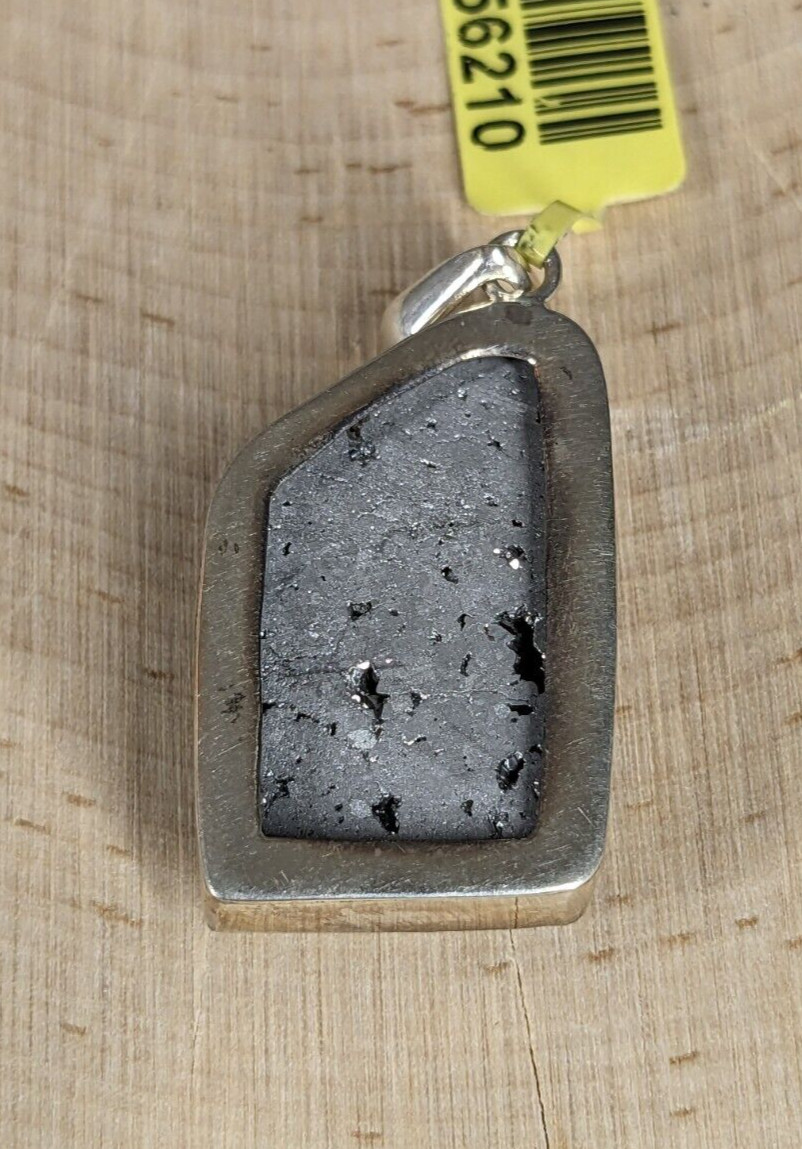 Pyrite Druze Sterling Silver 925 Trim Pendant 14.39 gram Made In India