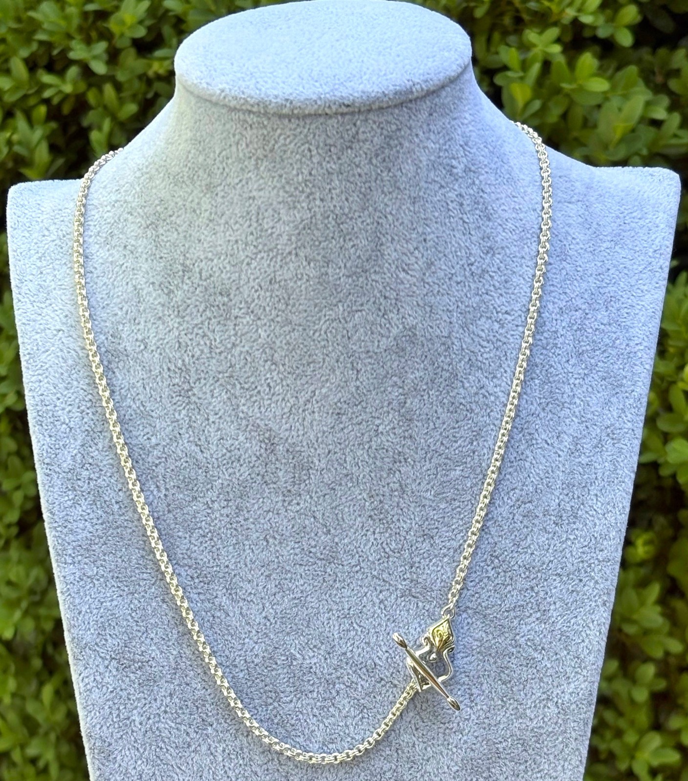 Ann King Sterling Silver 925 18K YG Double Cable Link Chain 18” Toggle Necklace