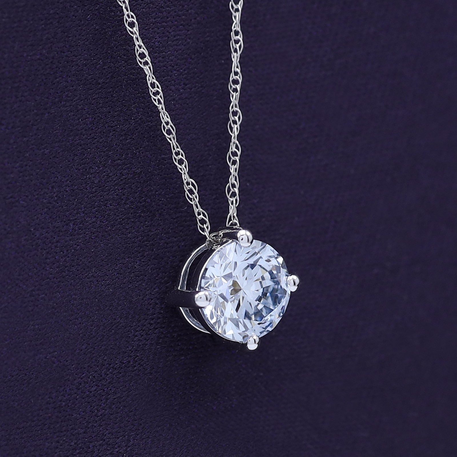 1.5 Ct Round Cut Diamond Solitaire Necklace In 14K White Gold Lab Grown