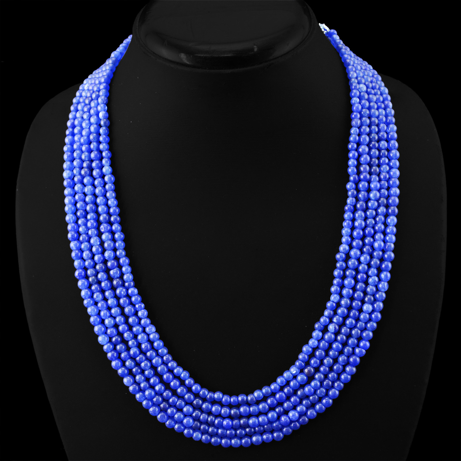 TOP QUALITY 340.00 CTS EARTH MINED 5 LINE RICH BLUE SAPPHIRE BEADS NECKLACE
