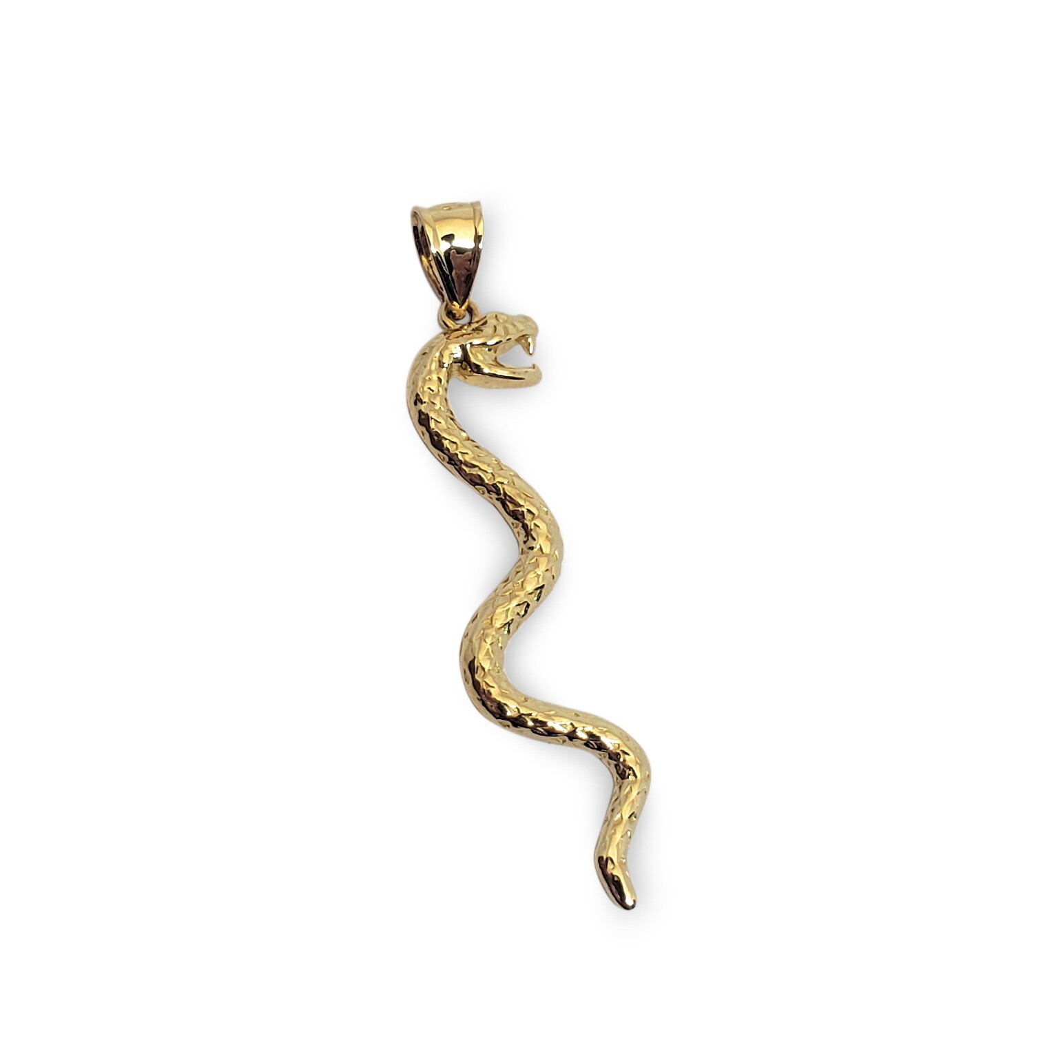 Solid 18K Yellow Gold Snake Pendant Charm, 1.5 grams, 1 1/2″ long