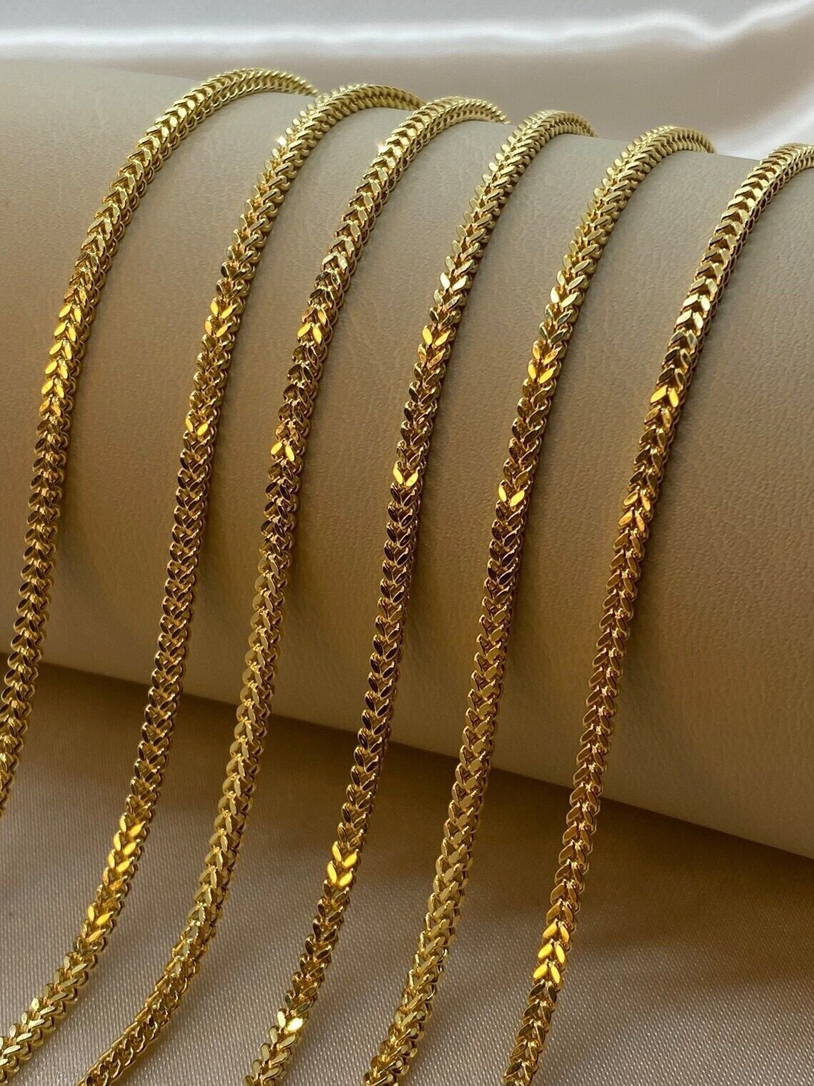 14k Yellow Gold Plated Over 925 Sterling Silver Franco Chain 2.5mm – All Sizes