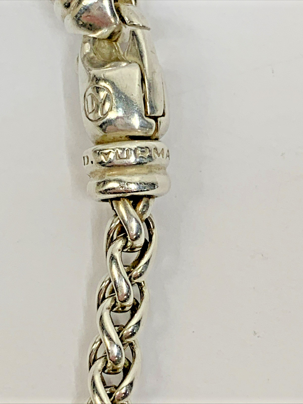 David Yurman Signed 925 Sterling Silver 4mm Wheat Weave Chain Necklace 16″ 23.5g