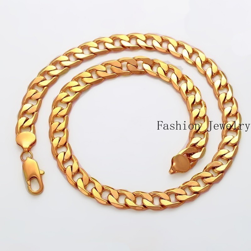 Solid 18K Yellow Gold 20″ Wide 5mm Curb Link Chain Necklace