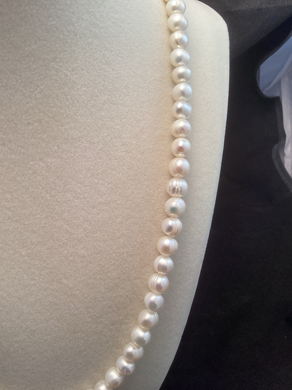Handmade Sterling Silver White Cultured Freshwater Pearl Necklace 20.5-21.5”