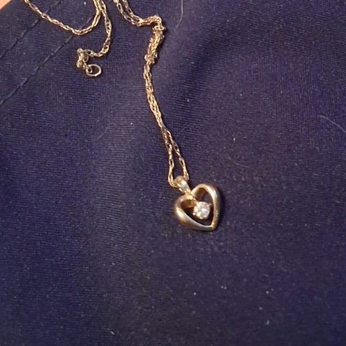 14k Gold Heart with Diamond Pendant