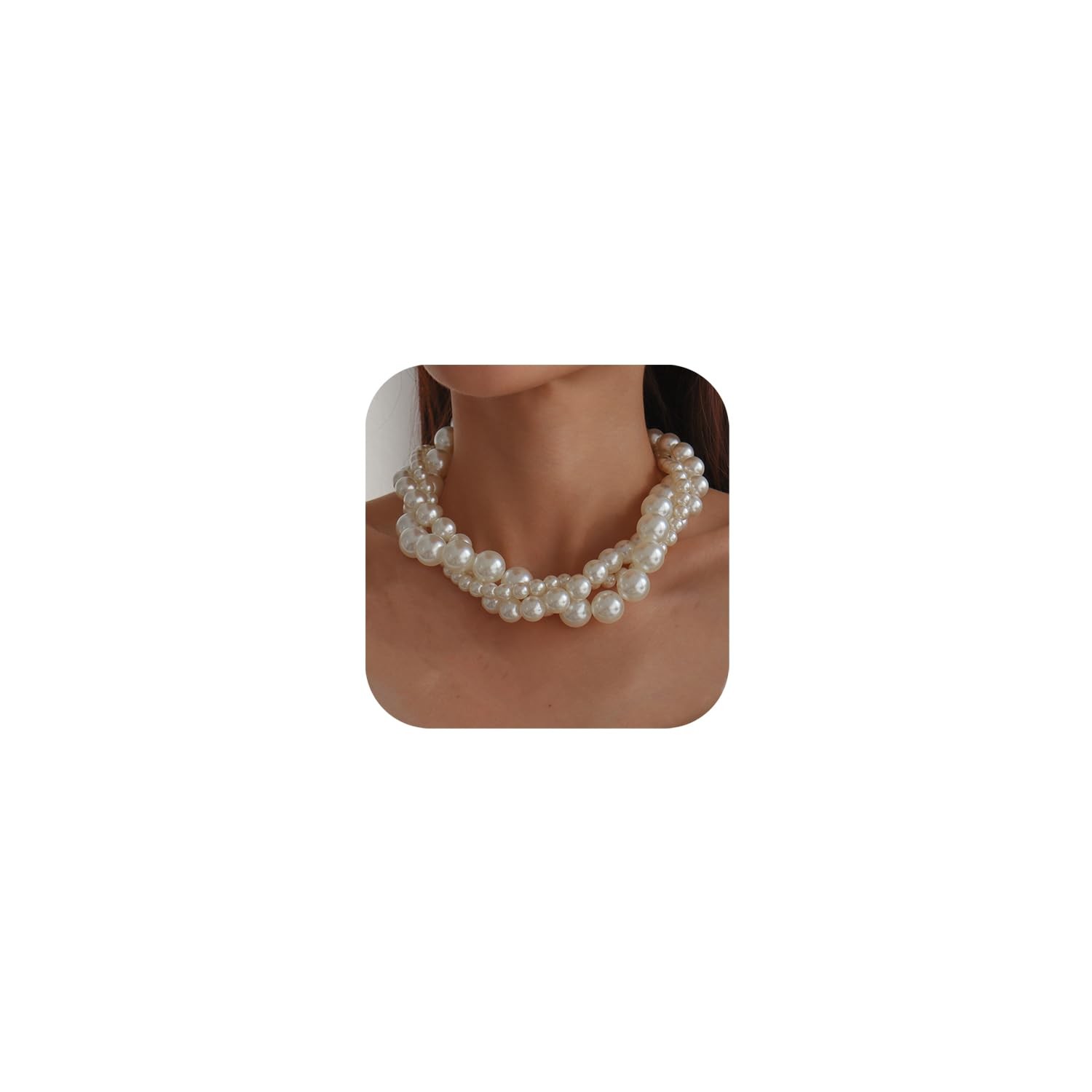 Boho Round Pearl Choker Necklace – Stackable, Adjustable, Statement Bride Choker