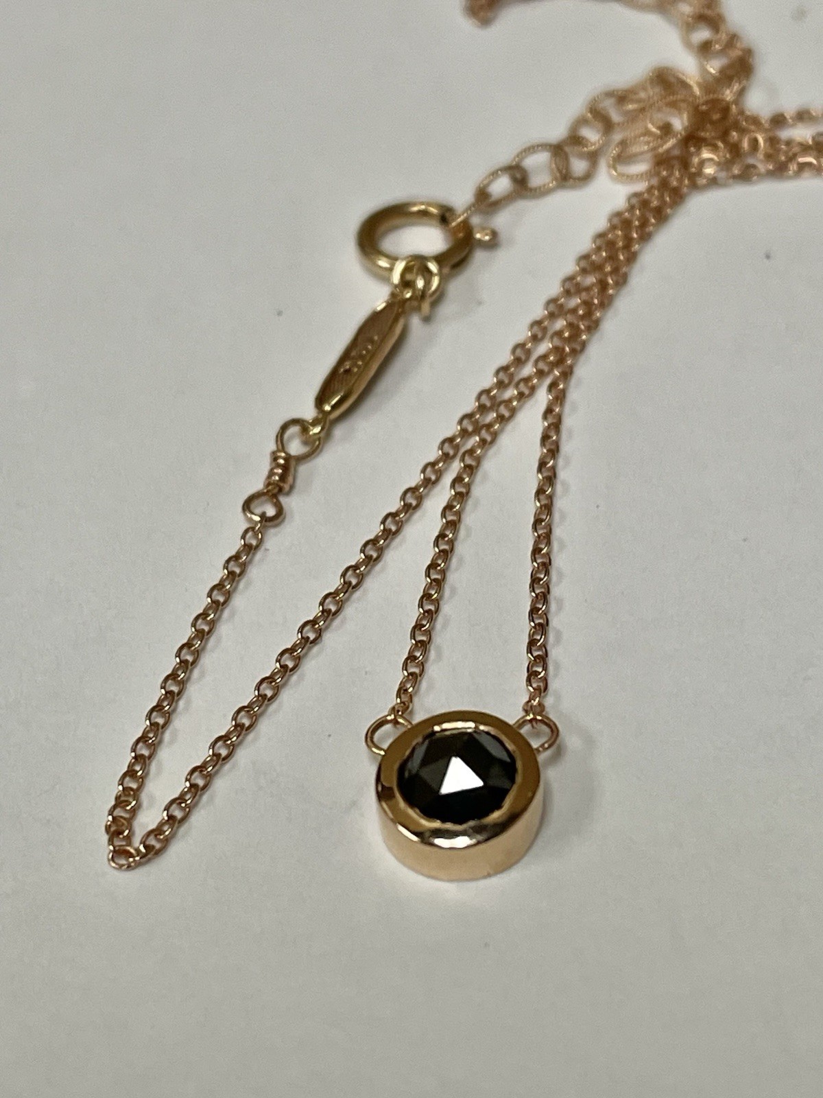 $838 14K Yellow Gold Rose Cut Black Diamond Necklace 0.50ct