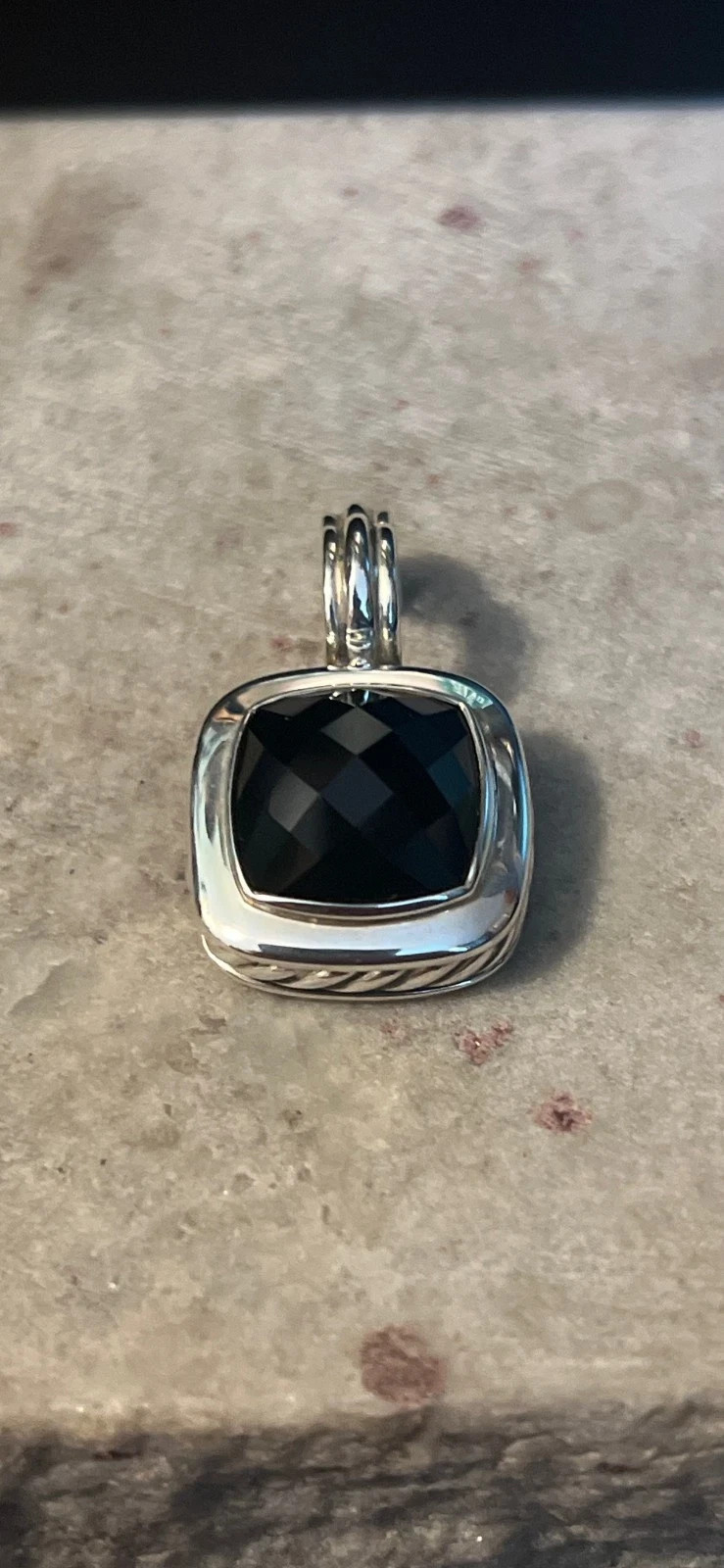 David Yurman Sterling 20 mm with 15mm Black Onyx Albion Pendant